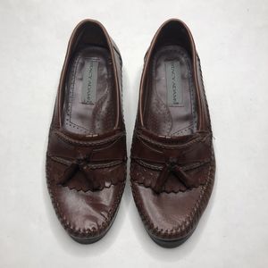 Stacy Adams Woven Leather Slip On Tassel Dress Loafers Shoes Men's 8.5 Brown
